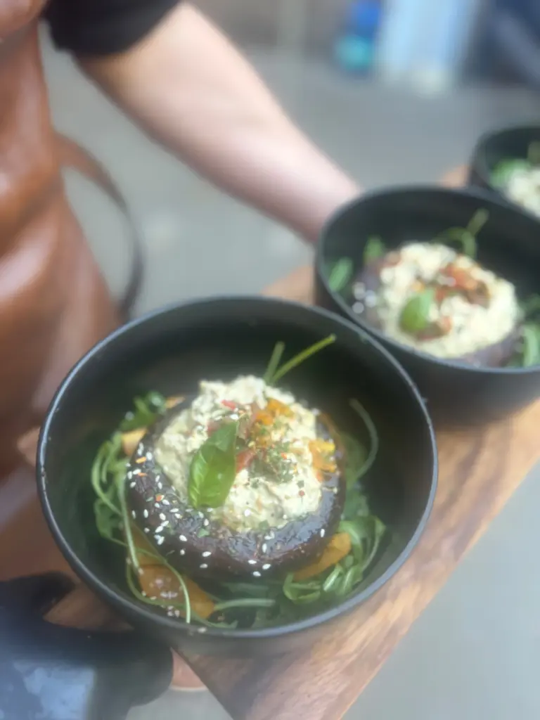 Hummus & Herb Stuffed Mushroom